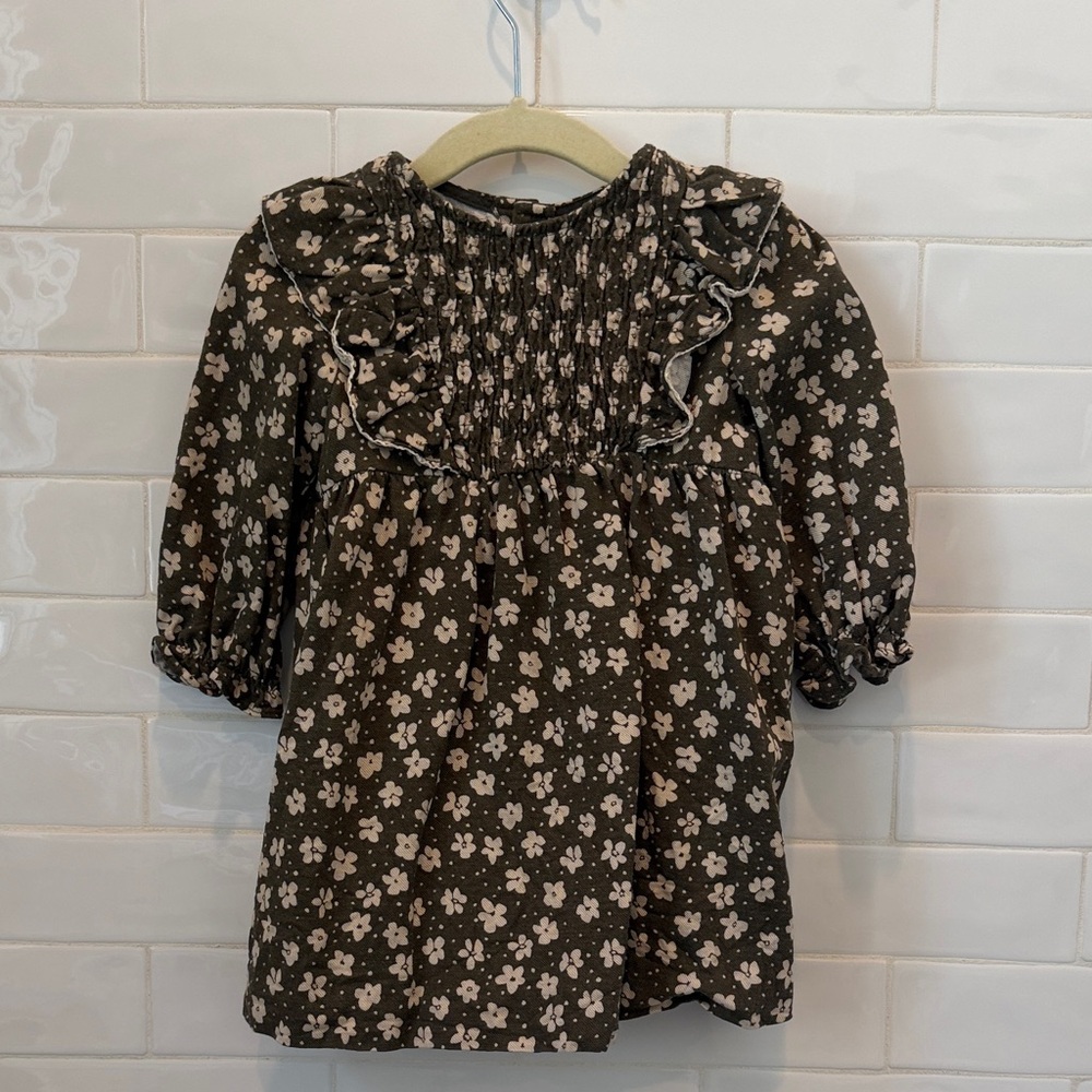 Zara Kids Floral Dress - Black and Cream